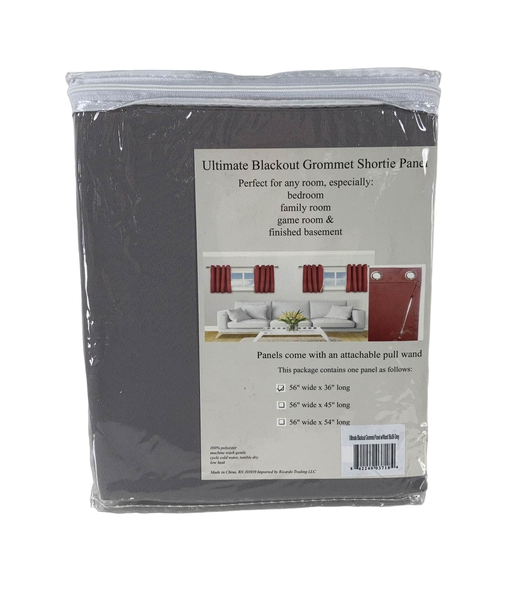 secondhand Ricardo Trading Ultimate Grommet Shorty Blackout Panel Curtain, 56"x36", Grey