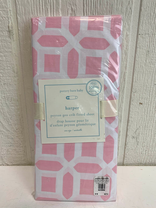 used Pottery Barn Kids Fitted Crib Sheet, Peyton Geo Pink