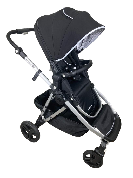 used Mockingbird Single to Double Stroller, 2023, Silver with Black Leather, Watercolor Drops, Black