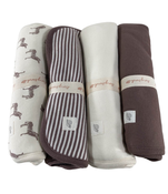 used Tiny Kind Burp Cloth 4 Pack, Deep Taupe Zebra