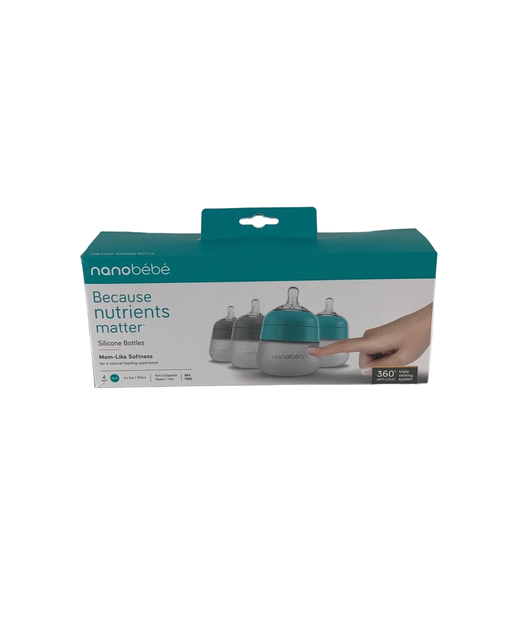 used Nanobébé Flexy Silicone Baby Bottles, 4-Pack, 5oz, Teal-Grey