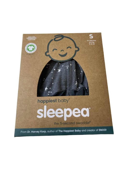 used Happiest Baby Sleepea Swaddle, Small, Charcoal Gray Stars