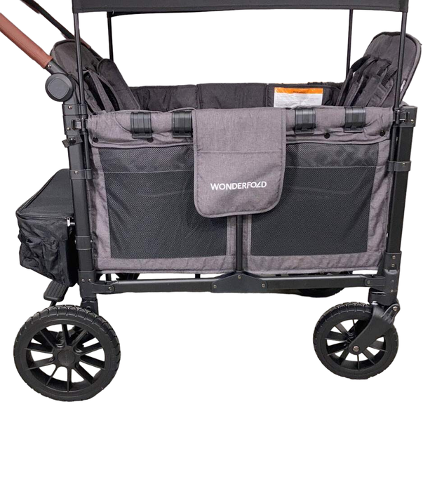 Wonderfold W4 Luxe Quad Stroller Wagon, 2023, Charcoal Grey with Black Frame