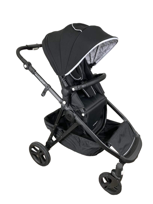 used Mockingbird Single to Double Stroller, 2022, Matte Black with Matte Black Leather, Windowpane, Black