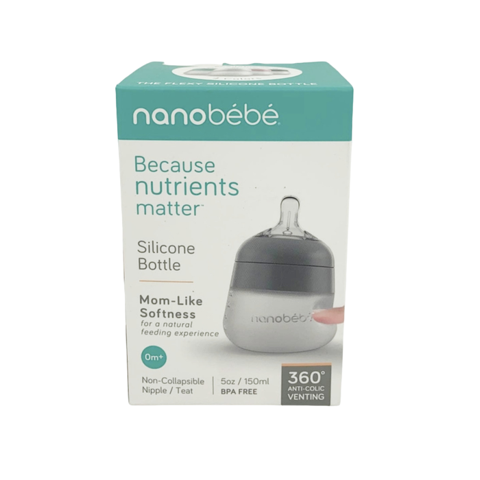 Nanobébé Flexy Silicone Baby Bottle, 5oz, Grey