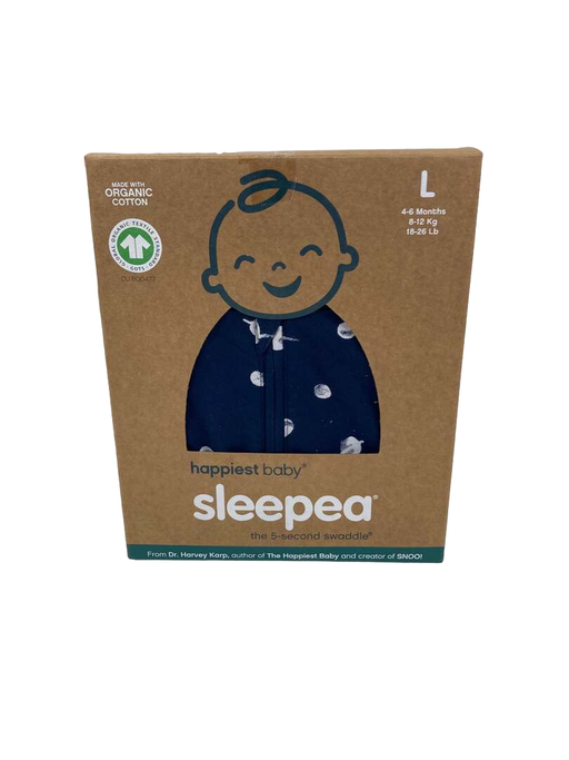 used Happiest Baby Sleepea Swaddle, Large, Midnight Navy Planets