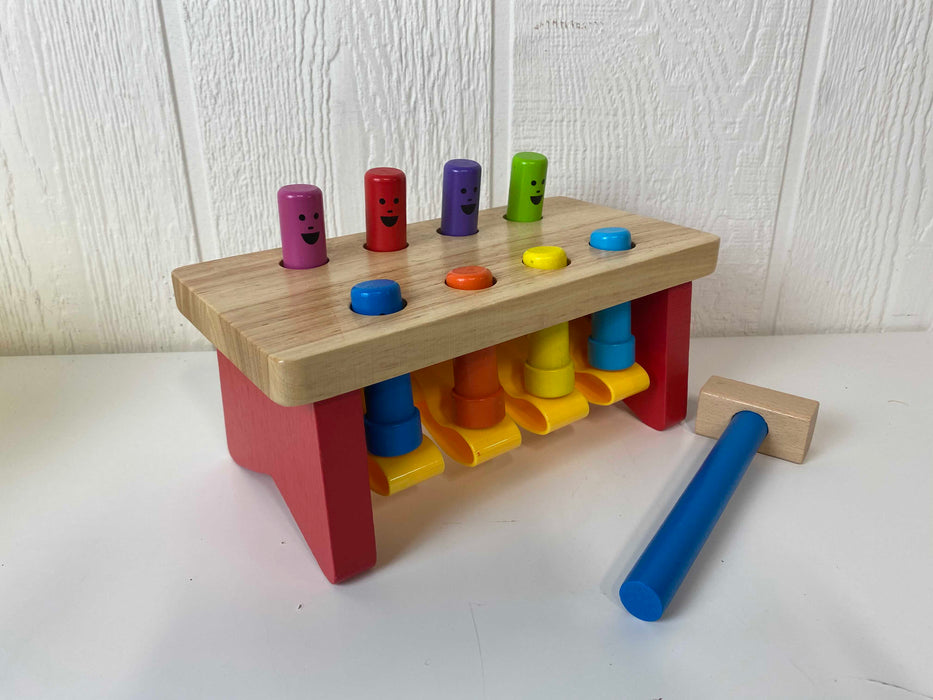 secondhand Melissa & Doug Deluxe Pounding Bench Wooden Toy With Mallet