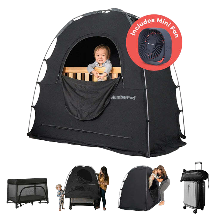 SlumberPod 3.0 Sleep Canopy with Fan, Black with Gray Accents