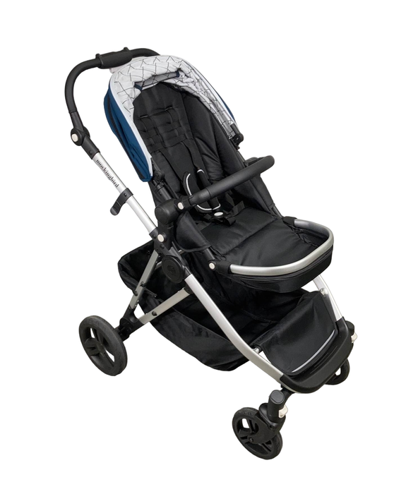 used Mockingbird Single to Double Stroller, 2023, Silver with Black Leather, Windowpane, Sea