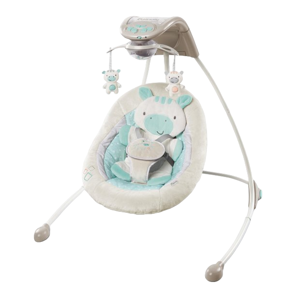 used Ingenuity InLighten Cradling Swing, Zoo Zoo Zebra