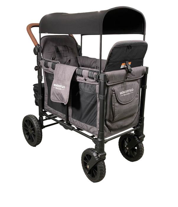 secondhand Wonderfold W2 Luxe Multifunctional Double Stroller Wagon, 2022, Charcoal Gray