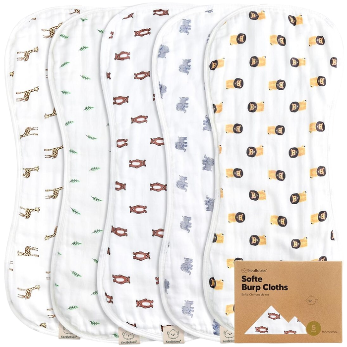 KeaBabies Softe Burp Cloths, The Wild