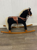 secondhand Pier 1 Imports Plush Wooden Rocking Horse, Leather Saddle