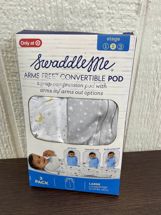 used SwaddleMe Arms Free Convertible Pod 2pk, Star Moon Large 4-6 months