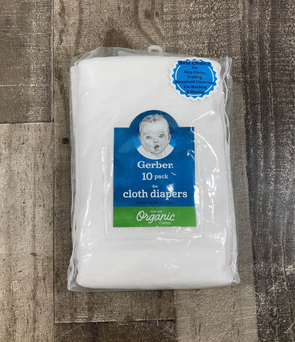 used Gerber Cloth Diapers, 10 Count White