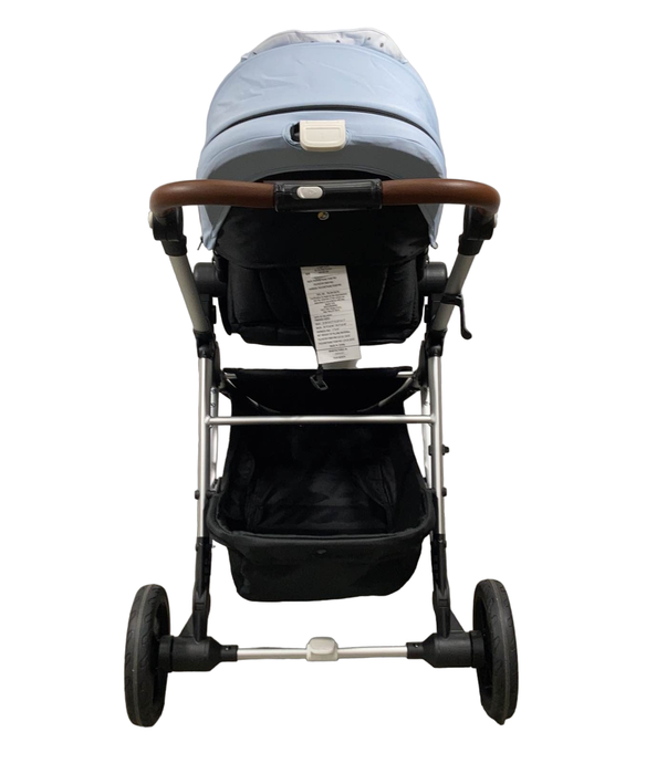 Mockingbird Single Stroller, 2023, Sky, Watercolor Drops, Silver With Penny Leather