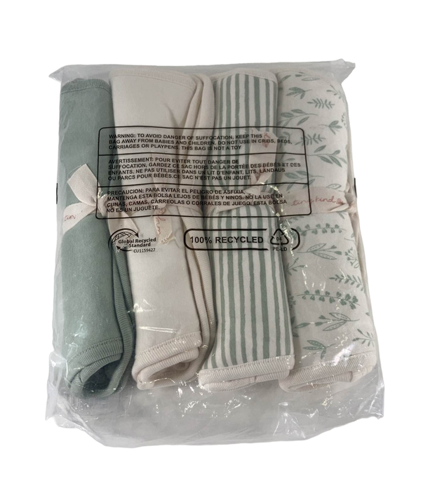 secondhand Tiny Kind Burp Cloth 4 Pack, Sage Multi Leaf