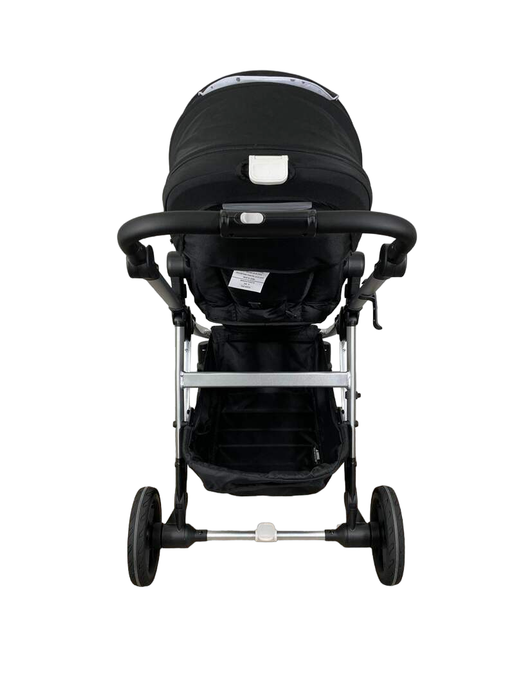 Mockingbird Single to Double Stroller, 2023, Silver with Black Leather, Watercolor Drops, Black