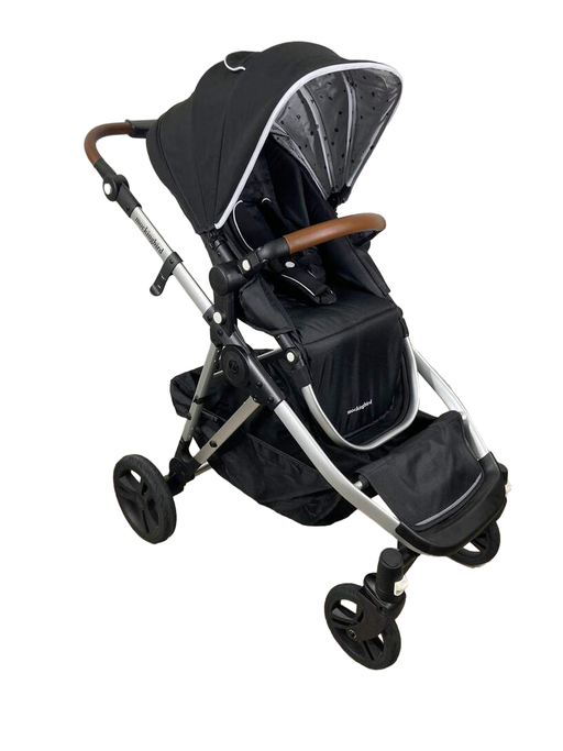 used Mockingbird Single to Double Stroller, 2023, Silver with Black Leather, Watercolor Drops, Black