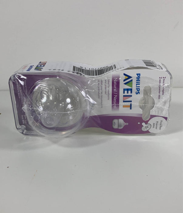 secondhand Philips Avent Natural Baby Bottle Nipples, 2-Pack, First Flow 0m