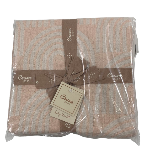 used Crane Cotton Muslin Jacquard Blanket, rose rainbow