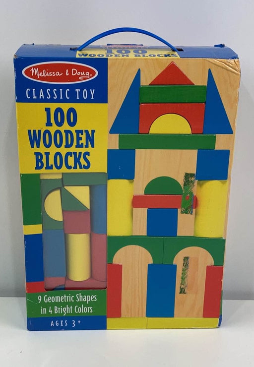 used Melissa & Doug Wooden Building Blocks Set