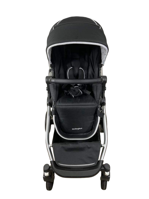 secondhand Mockingbird Single to Double Stroller, 2022, Silver with Black Leather, Windowpane, Black