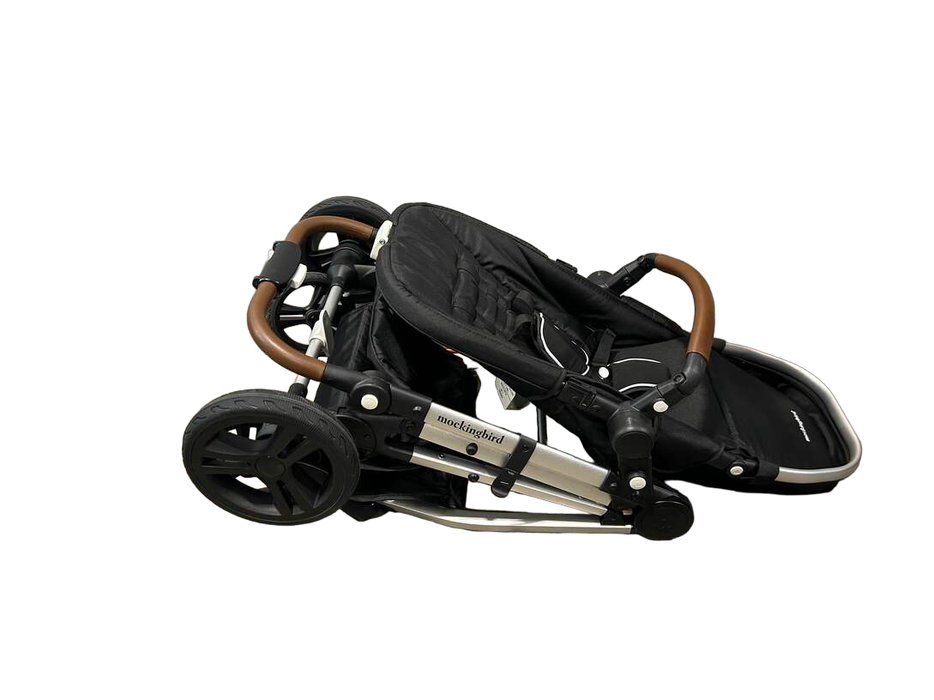 secondhand Mockingbird Single Stroller, Black, Watercolor Drops, Silver With Penny Leather, 2022