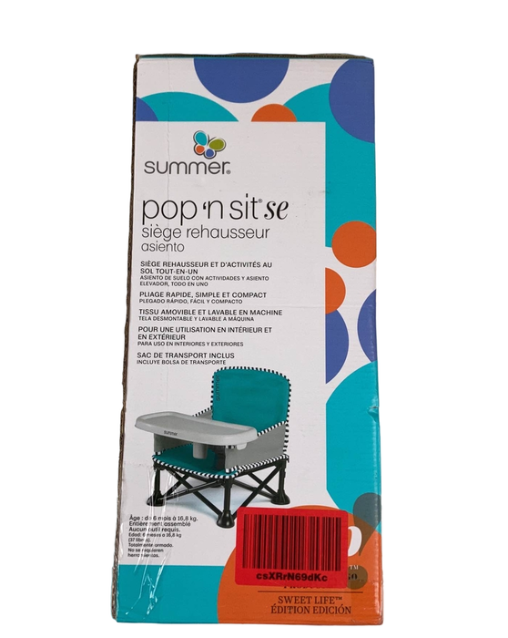 secondhand Summer Infant Pop 'n Sit Portable Booster, SE, Aqua Sugar