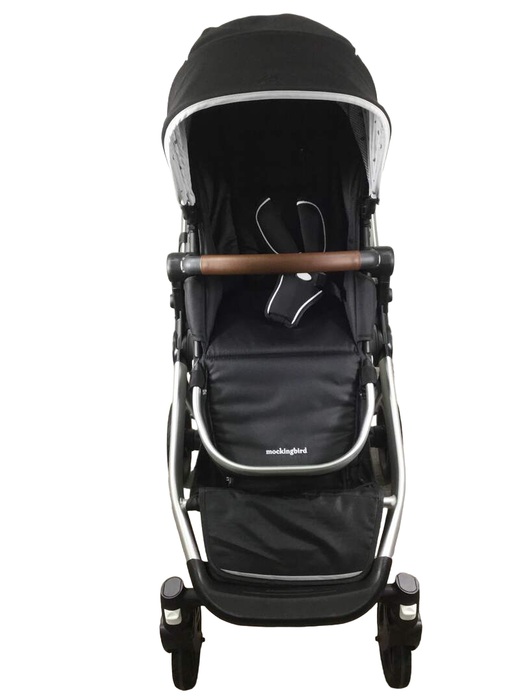 secondhand Mockingbird Single to Double Stroller, 2022, Silver with Penny Leather, Watercolor Drops, Black