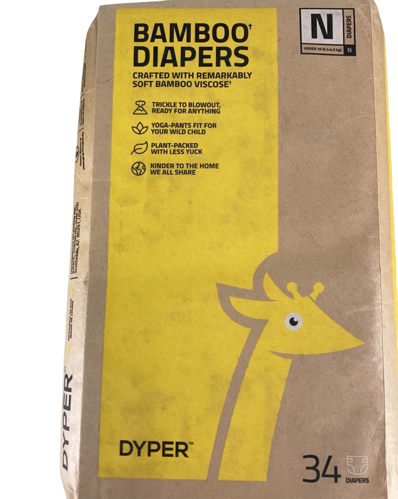 secondhand DYPER Bamboo Diaper Box, NB, 104 Count