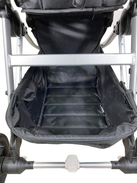 Mockingbird Single to Double Stroller, 2023, Silver with Black Leather, Windowpane, Sea