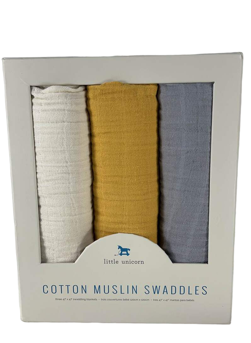 used Little Unicorn Cotton Muslin Swaddles 3-Pack, Mustard