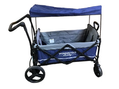 secondhand Wonderfold X2 Push + Pull Double Stroller Wagon, 2019, Navy