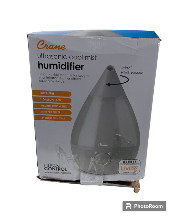 Crane Filter-Free Droplet Cool Mist Humidifier, Clear/White