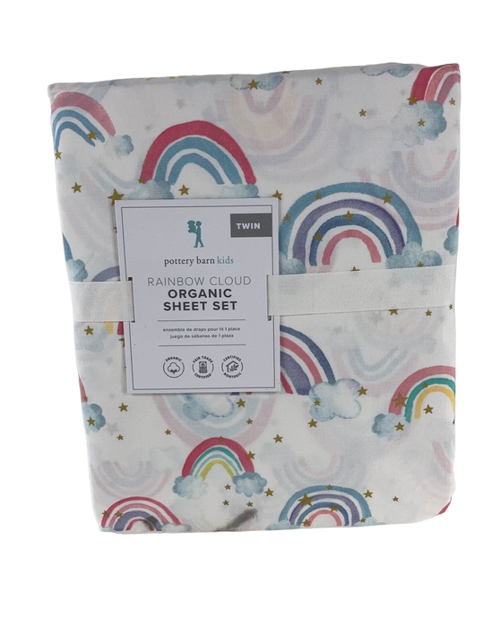 used Pottery Barn Kids Rainbow Cloud Organic Sheet Set, Twin