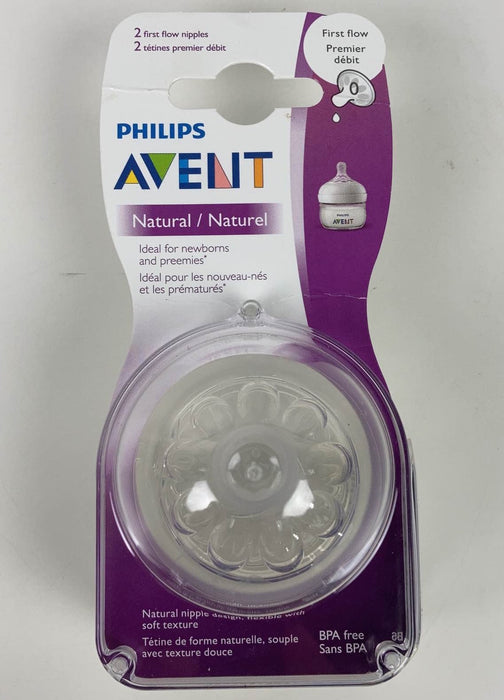 used Philips Avent Natural Baby Bottle Nipples, First Flow 0m, 2-Pack