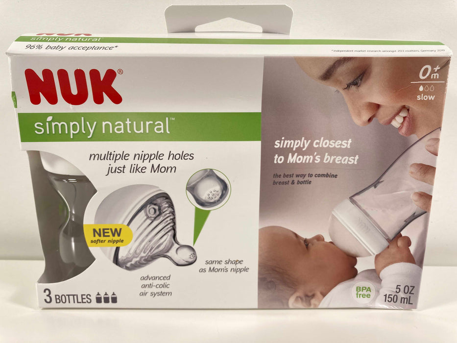 used NUK Simply Natural Bottles, 3pack 5oz