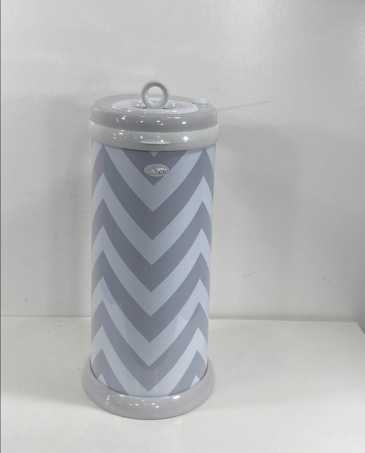 secondhand Ubbi Diaper Pail, Grey Chevron