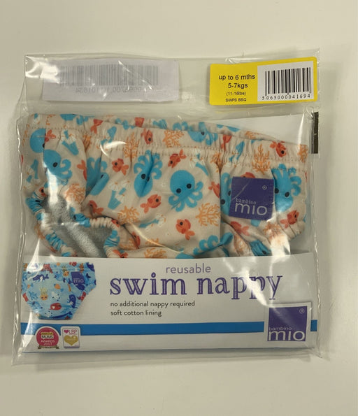 used Bambino Mio Swim Nappy, Small (up to 6 months), Blue Squid