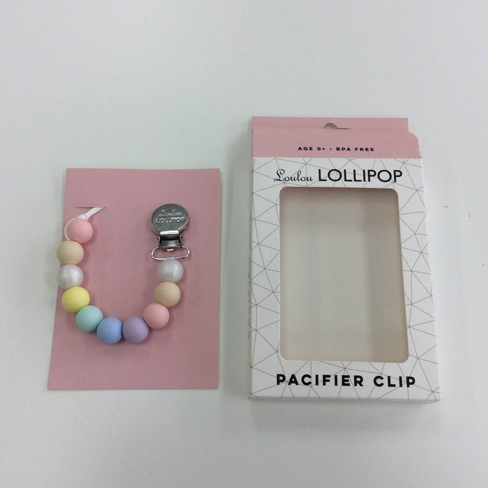 secondhand LouLou Lollipop Pacifier Clip, In cotton candy