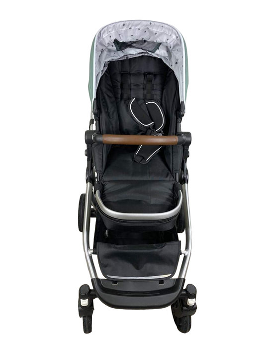 secondhand Mockingbird Single to Double Stroller, 2023, Silver with Penny Leather, Watercolor Drops, Sage