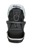 used Mockingbird 2nd Seat Kit with Extendable Canopy, Sage, Watercolor Drops, Silver with Black Leather