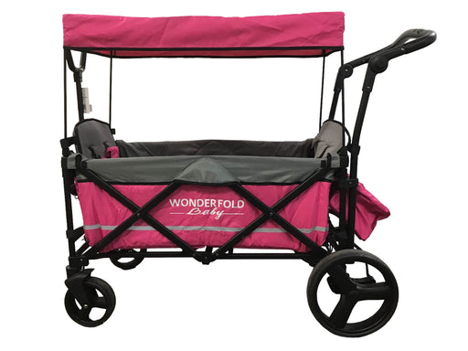 secondhand Wonderfold X2 Push + Pull Double Stroller Wagon, 2019, Pretty-n-Pink