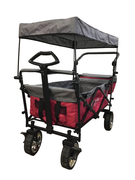 used Wonderfold S4 Push & Pull Premium Utility Folding Wagon with Canopy, Red, CP Model