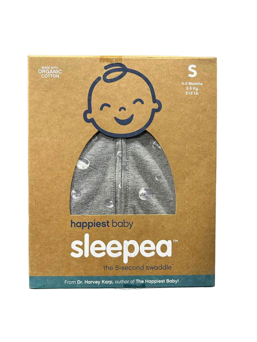 used Happiest Baby Sleepea Swaddle, Small, Graphite Gray Planets