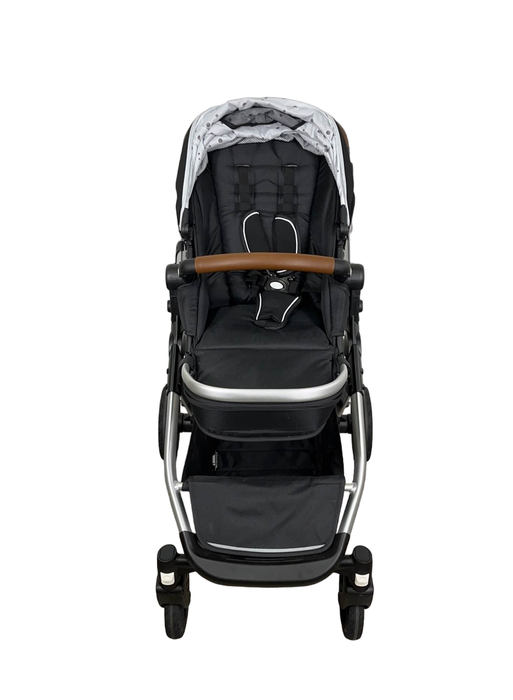 Mockingbird Single to Double Stroller, 2023, Silver with Penny Leather, Watercolor Drops, Black