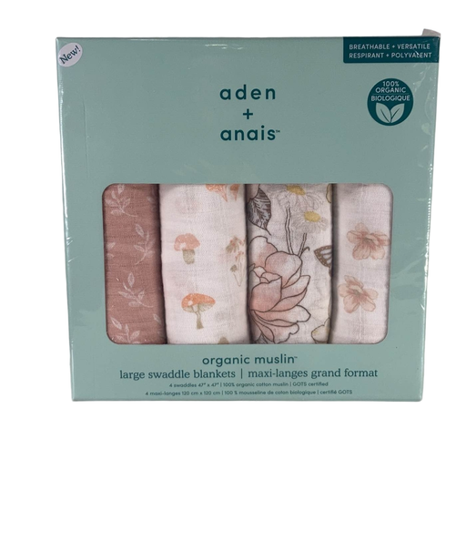 used Aden + Anais Essentials Cotton Muslin Swaddle, 4pk, Earthly