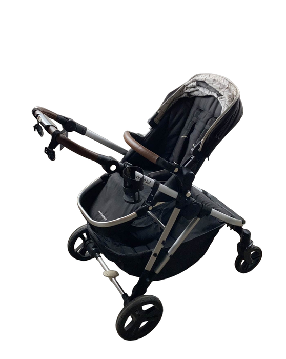 Mockingbird Single to Double Stroller with Accessories, 2021, Black, Windowpane, Silver with Brown Leather