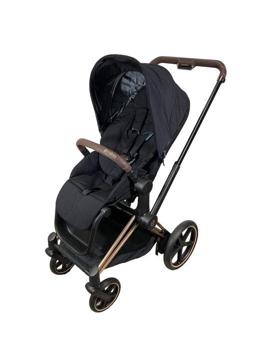 secondhand Cybex E-PRIAM Electric Stroller, Rose Gold, Deep Black, 2023